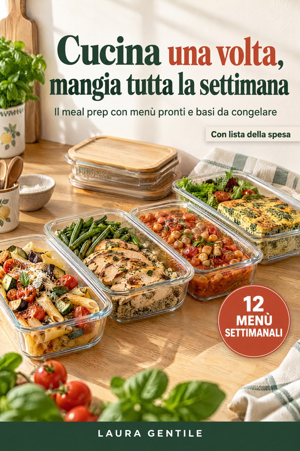 Copertina del libro «Cucina una volta, mangia tutta la settimana. Il meal prep con menù pronti e basi da congelare» di Laura Gentile
